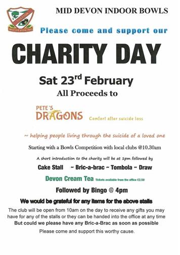  - CHARITY DAY Saturday 23rd February 2019